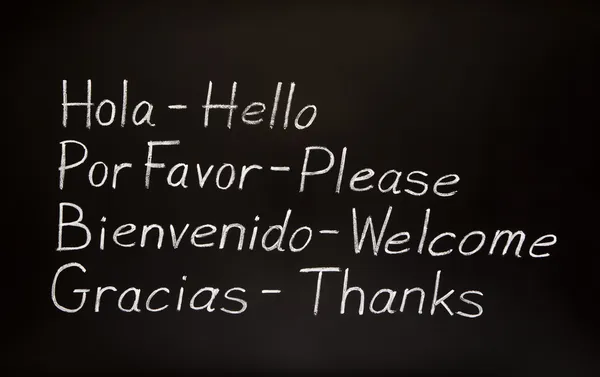 İspanyolca kelimeler ve onların İngilizce çevirileri — Stok fotoğraf