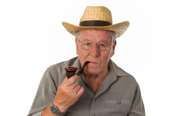 Homem velho com vinho tinto — Fotografia de Stock