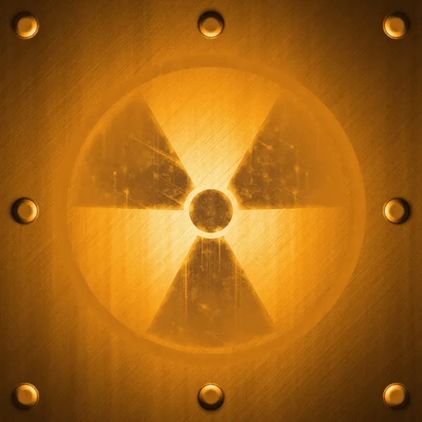 Radiation sign on metal surface effect background — Stock Photo, Image
