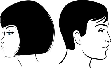 Face man and girl clipart