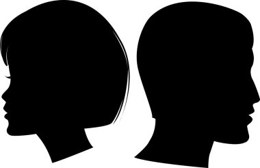 Face man and woman clipart