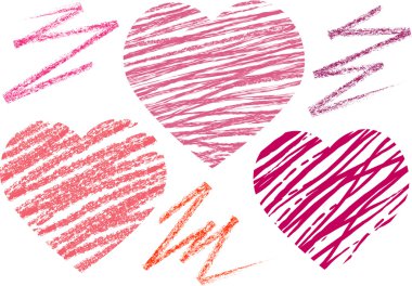 Abstract set hearts. chalk drawing clipart