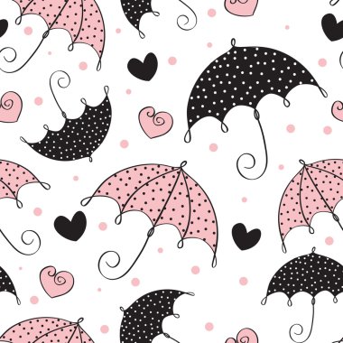 Abstract seamless background with umbrella and heart vector