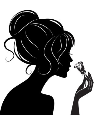 Beauty girl silhouette with rose