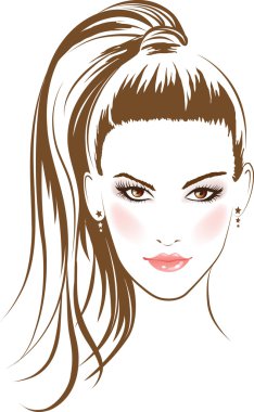 Face glamour girl with long hairs clipart