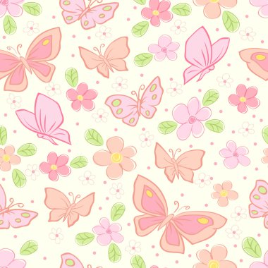 Seamless vector background with butterfly clipart