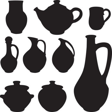 Antique silhouette set ware clipart