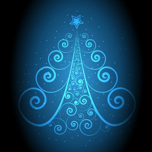 Modré vektorové pozadí vánoční stromeček — Stockový vektor