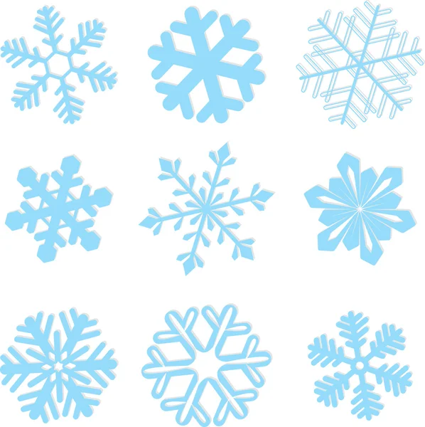Flocon de neige hiver set vectoriel illustration — Image vectorielle