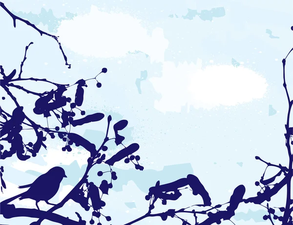 Abstract grange vector background. Bird on the tree — Stock Vector
