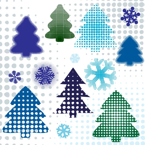 抽象集圣诞树 — 图库矢量图片
