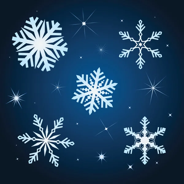 Floco de neve inverno conjunto vetor ilustração —  Vetores de Stock