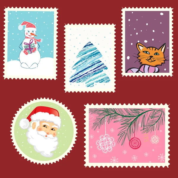 Winter postage set — Stock Vector