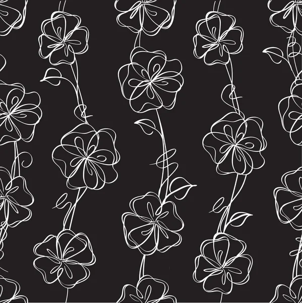 Smidig svart vektor floral bakgrund — Stock vektor