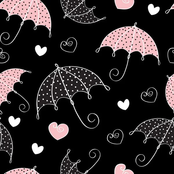 Abstrato fundo sem costura com guarda-chuva e corações —  Vetores de Stock