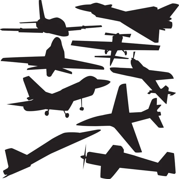 stock vector Set vector silhouette of airplanes
