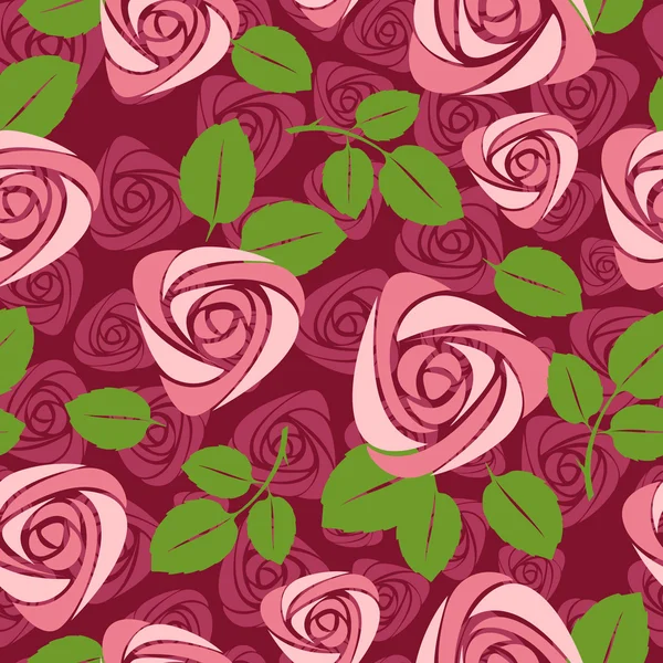 无缝花卉玫瑰矢量背景 — 图库矢量图片