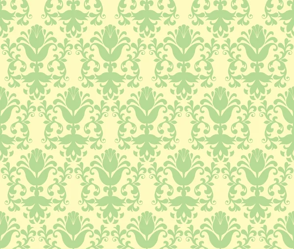 ロラール明るい緑花柄の壁紙 — ストックベクタ