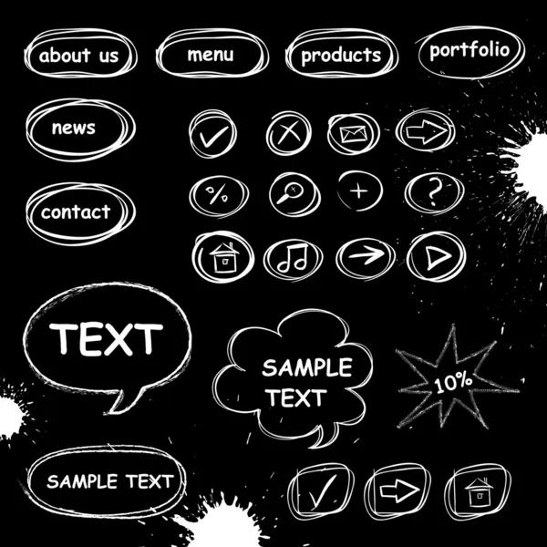 Set van doodle computer pictogrammen — Stockvector