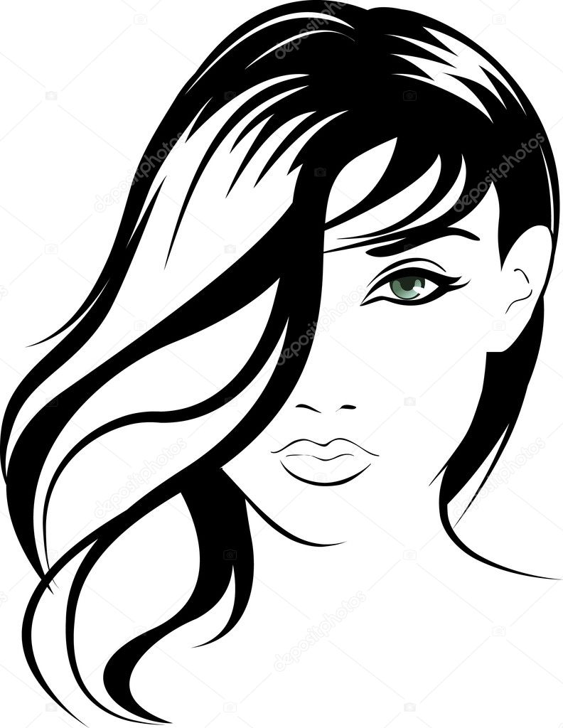 Beauty vector face girl portrait illustration