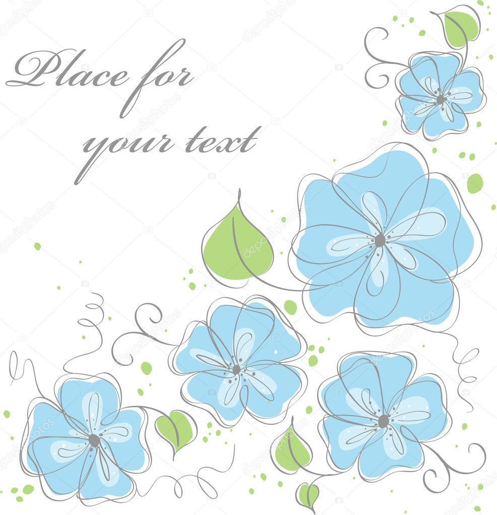 Cute blue vector floral background