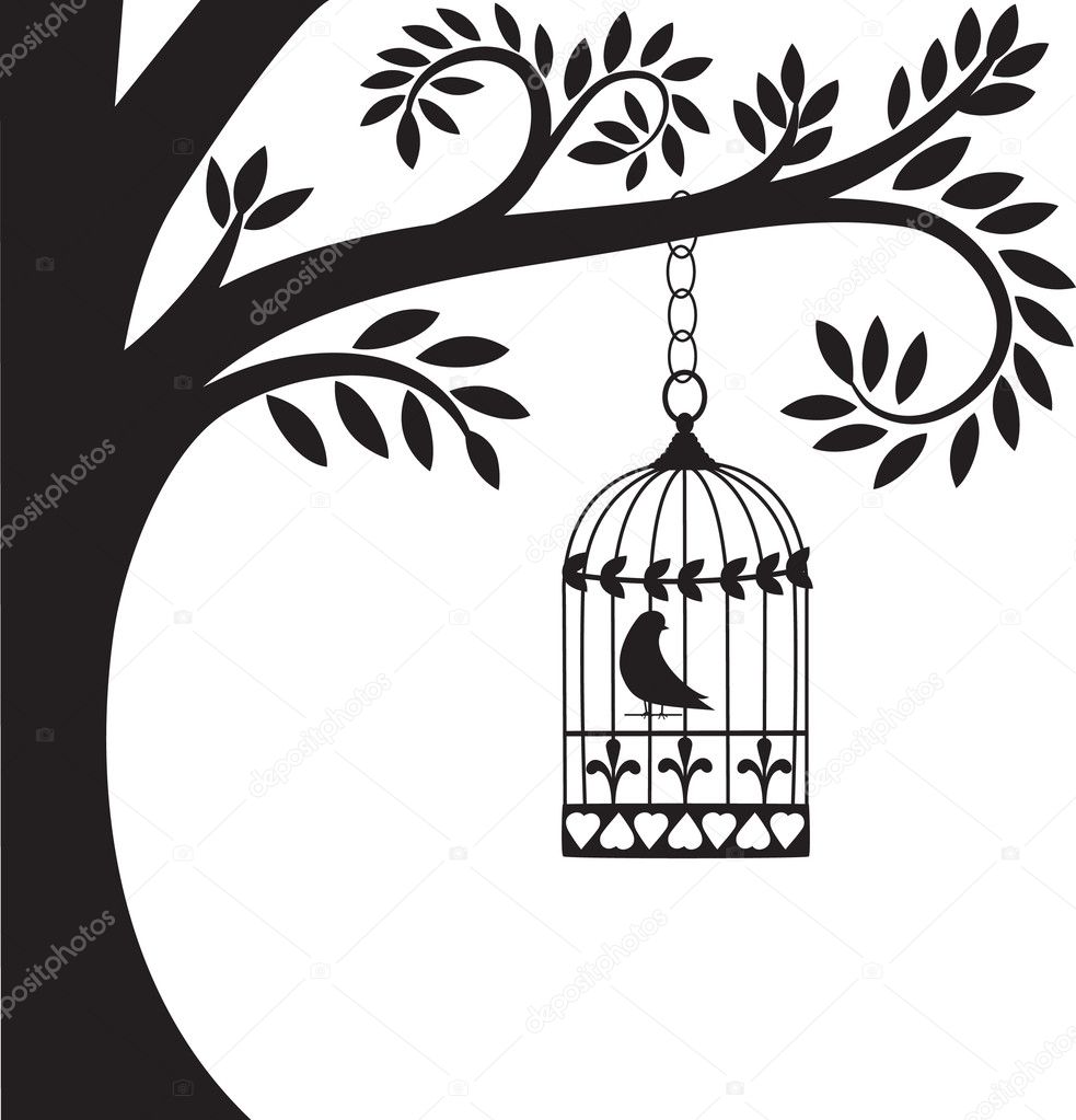 Bird cage and tree