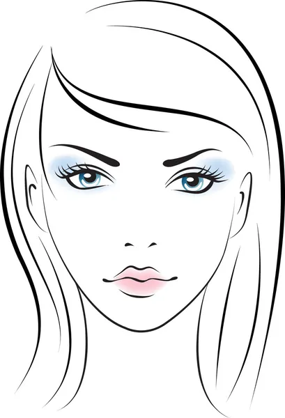 Güzellik kız yüz. vektör — Stok Vektör