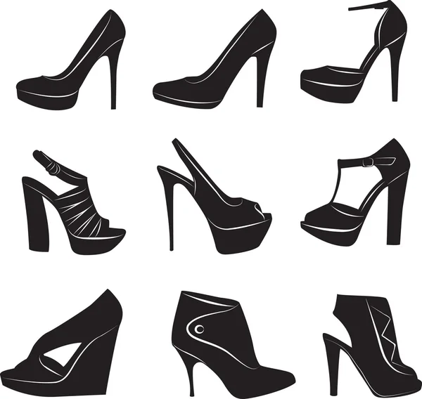 Beauty woman's shoes collection — Stock Vector