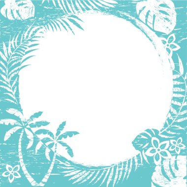 Grunge abstract tropical border clipart