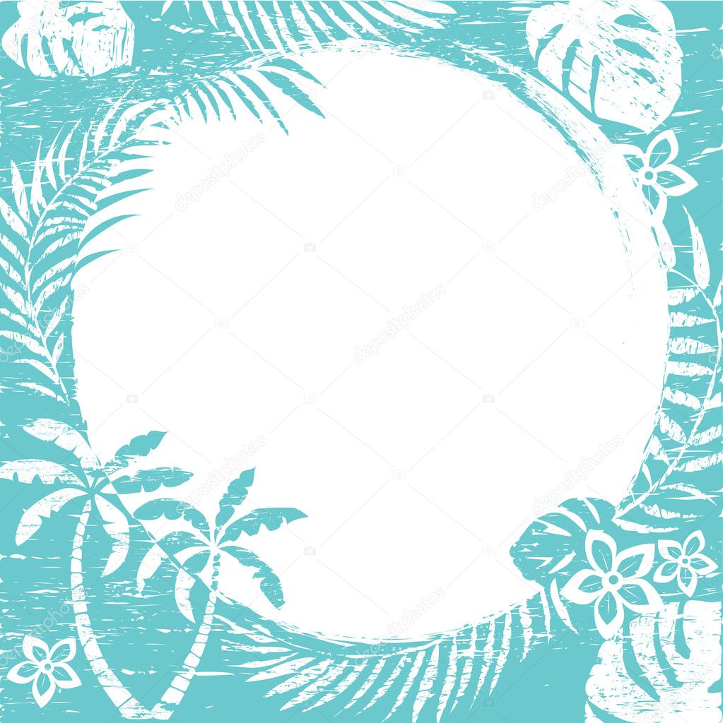 Grunge abstract tropical border
