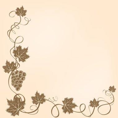 Corner frame with grapes and leaves clipart