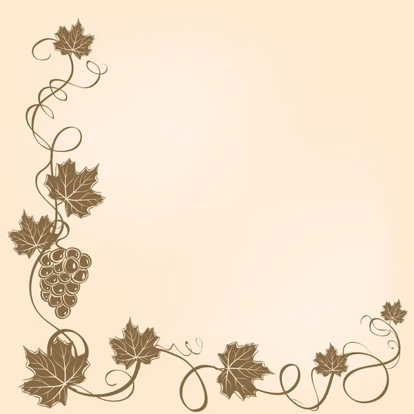 Кутова рамка з виноградом і листям — стоковий вектор