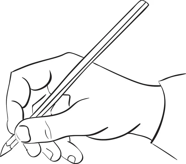 Man's hand houdt een potlood. — Stockvector