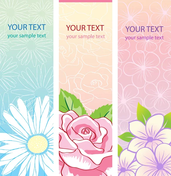 Beautiful vertical floral banners set. — Stock Vector