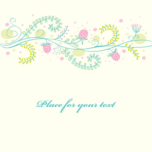 Cartão floral bonito com framboesa madura . — Vetor de Stock