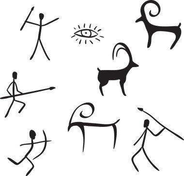 Primitive figures looks like cave painting clipart