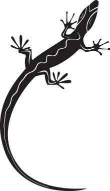 Black decorative lizard silhouette tattoo clipart