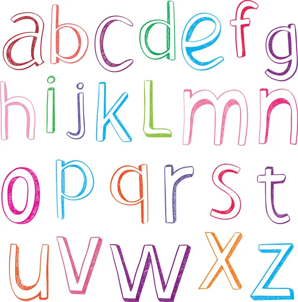 Lettere alfabetiche disegnate a mano — Vettoriale Stock