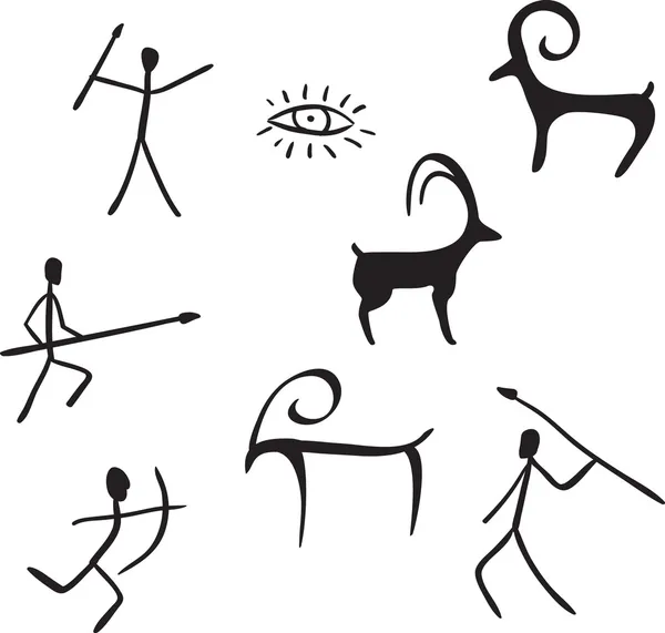 Primitive figures looks like cave painting — Stock Vector
