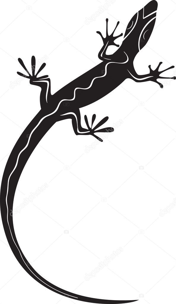 Black decorative lizard silhouette tattoo Stock Vector Image by ...