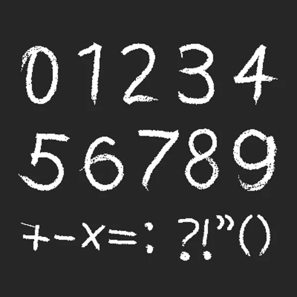 Numéros de craie au crayon ou au fusain — Image vectorielle