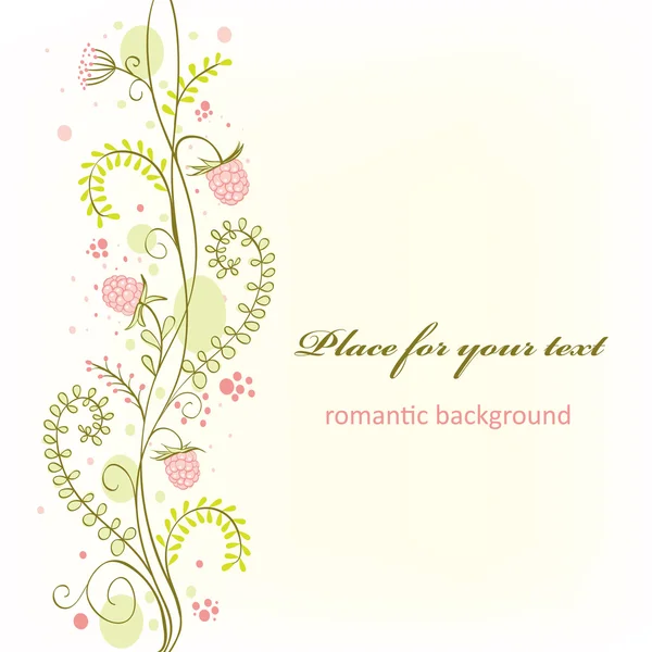Cartão floral bonito com framboesa madura — Vetor de Stock