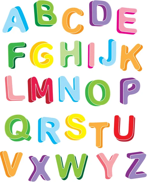 3d alfabeto colorido completo — Vetor de Stock