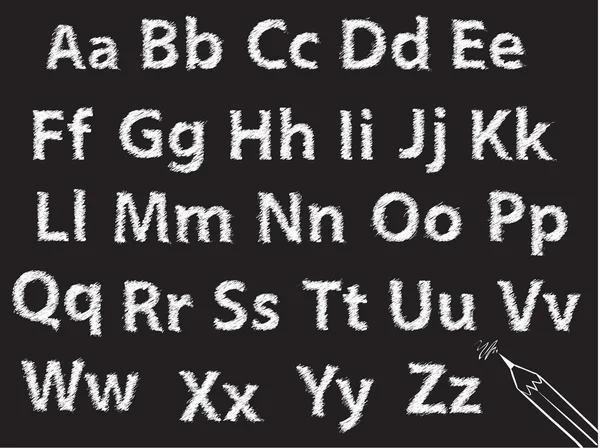 鉛筆または木炭チョーク アルファベット文字セット — ストックベクタ