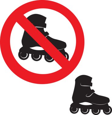 Prohibited Sign. Roller skate icon. clipart