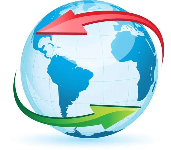 Globus mapa světa izolované na bílém — Stockový vektor