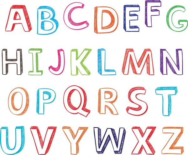 Elle çizilmiş alfabesi harfleri. — Stok Vektör