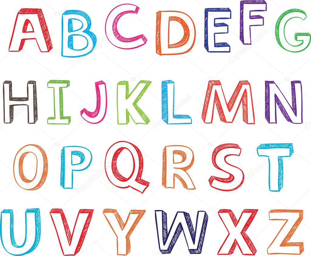 Hand drawn alphabet letters.