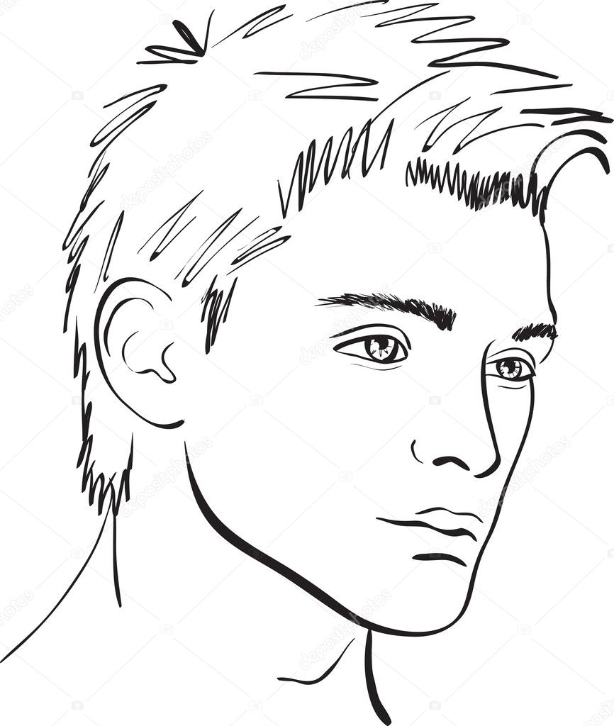 Vector face man sketch. design element
