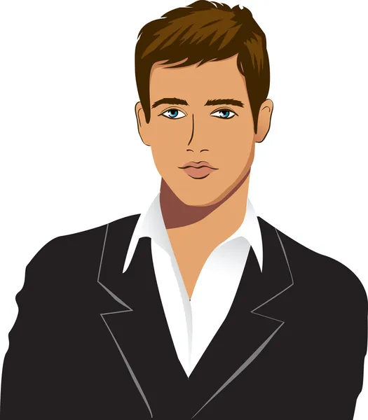 The young man in a black suit — Stock Vector
